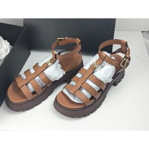 Coach Sculpted Platform Gladiator Sandals Cognac Brown Strappy Ankle‎ 11